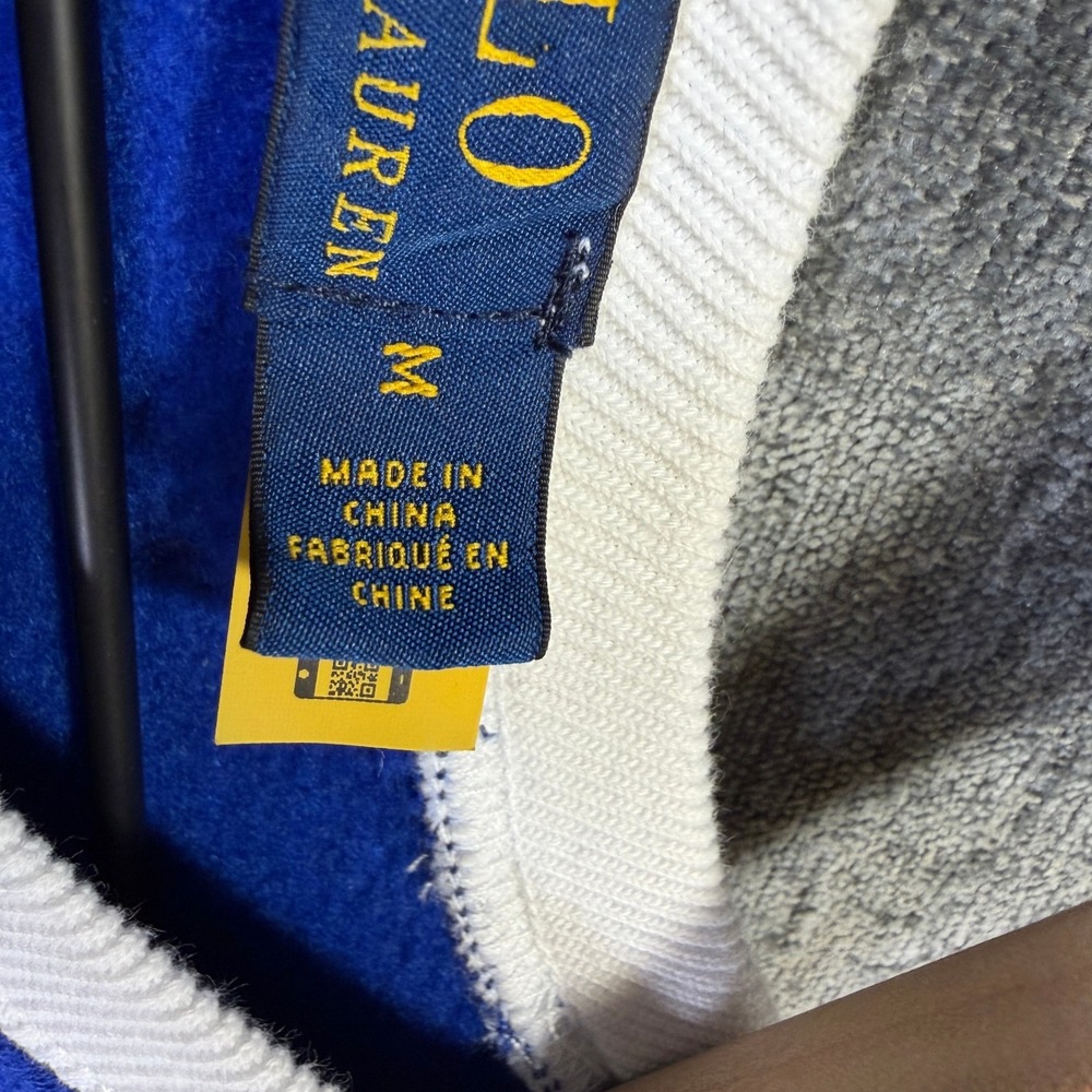Polo Ralph Lauren Sweatshirt Dress Logo Tape Blue White M - Picture 3 of 9
